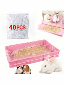 40pcs Bird Cage Liners - Disposable PE Film Poop Bags, Suitable For Parrots, Pigeons, Rabbits - Easy Clean Tray Pads, Thickened Leak-Proof Pet Cage Litter And Breeding Cage Pad, Sanitary Waste Cover - Style D - View 1