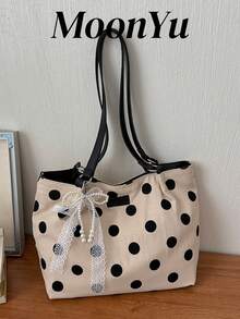 Bolso de mano para mujer, tela con estampado floral, gran capacidad, bolso de uso diario, esencial versátil y de moda - Negro - Ver 2