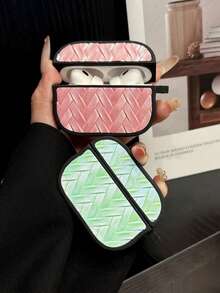 Funda para AirPods con textura de tejido brillante degradado en 6 colores, cubierta protectora de PC duro a prueba de golpes con gancho lateral, compatible con 2/1/3/4 & Pro / Pro 2 / Pro 3 - Multicolor - Ver 8
