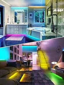 臥室 LED 燈條，3.28英尺 (1 捲) ~ 98.42英尺 (2 捲) RGB LED 燈條，附紅外線 44 鍵遙控器，USB 5V LED 燈條，附背膠，可調色，臥室派對裝飾 - 3535RGB - 查看 8