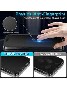 2 piezas Protector de pantalla de cerámica mate anti-espía y privacidad para 17, 16, 15, 14, 13, 12, 11 Pro Max/Mini/XR/X/XS Max/7/8 Plus/SE/14 Plus/17 Air, hecho de material de alta calidad, resistente a arañazos, ideal para consumidores con conocimientos tecnológicos, esencial para la protección de la pantalla, aplicable para uso diario, oficina, hogar, protector de pantalla de privacidad para teléfono, resistente al agua, a prueba de golpes, anti-caídas y resistente a arañazos - Negro - Ver 4