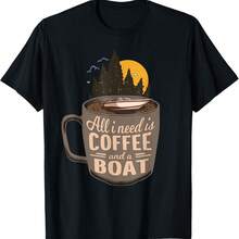 Cartoon Motor Boating Gift For Boaters & Yacht Lovers T-Shirt - Black - View 11