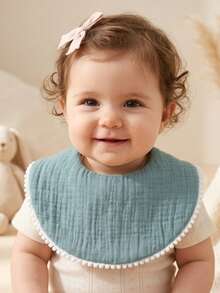 3PCS Summer Snowball Edge Cute Baby Bibs, Newborn Snap Button Ruffle Bibs, Baby Feeding Outfit Bibs, Drool Cloth Set, Suitable For Daily Use In All Seasons - Multicolor - View 6