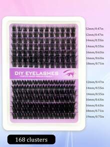 168簇 D捲度濃密分段式混款假睫毛 DIY 自貼式 蓬鬆豐盈 3D 混長簇裝 輕盈舒適 仿貂毛 日常眼妝假睫毛 - 查看 8