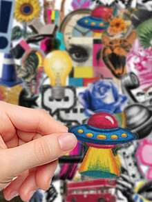 50pcs Millennium Pop Style Stickers, PET Material, Suitable For Scrapbooks, Laptops, Suitcases, Guitars, Water Bottles, Phone Cases, DIY Stickers, Also For School Supplies And Back To School Season - 50pcs - View 5