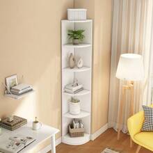 رف كتب زاوية، رف، رف تخزين، مادة MDF، رف خمس طبقات، شكل بسيط، قدرة تحمل عالية - 5Pcs - مشاهدة 5