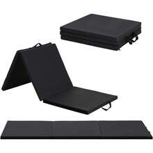 Foldable Gymnastics Tumbling Mat - Portable Thick Exercise Panel With Carrying Handles, Durable Home Gym Pad For Cheerleading Martial Arts & Stretching. - Black - View 3