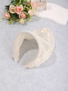 1pc Gentle Minimalist Casual Versatile Beige Mesh Lace Triangle Headband - Beige - View 4