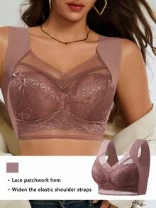 6Pieces Women's Large Bra Gathered Soft Ice Silk Seamless Top Bra Lace No Wire Ring Summer Bra Tops Underwear, Bralettes For Women, Lingerie For Women - 彩色 - 查看 10