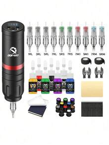 Wireless Tattoo Gun Set With 1500mAh Battery, All-In-One Tattoo Machine Kit. Includes 10 Tattoo Needles, 7 Bottles (5ml) Tattoo Ink And A Complete Tattoo Pen Set, Suitable For Beginners And Artists. - Multicolor - View 11