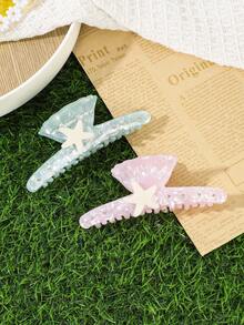 1Pc Ocean Style Shell Starfish Hair Claw, Beach Vacation Hair Claw Suitable For Beach/Vacation/Daily Wear - View 3