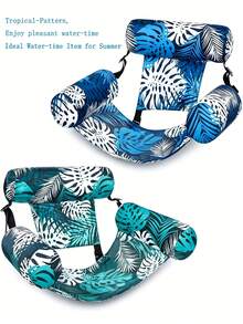 Silla flotante para piscina, silla hamaca inflable para adultos, silla cama flotante para piscina, sofá flotante para piscina con patrón floral azul, adecuado para fiesta de piscina de verano, piscina inflable, jardín, flotador inflable para piscina, accesorio esencial de viaje, accesorio de playa - Múltiples estilos - Ver 2