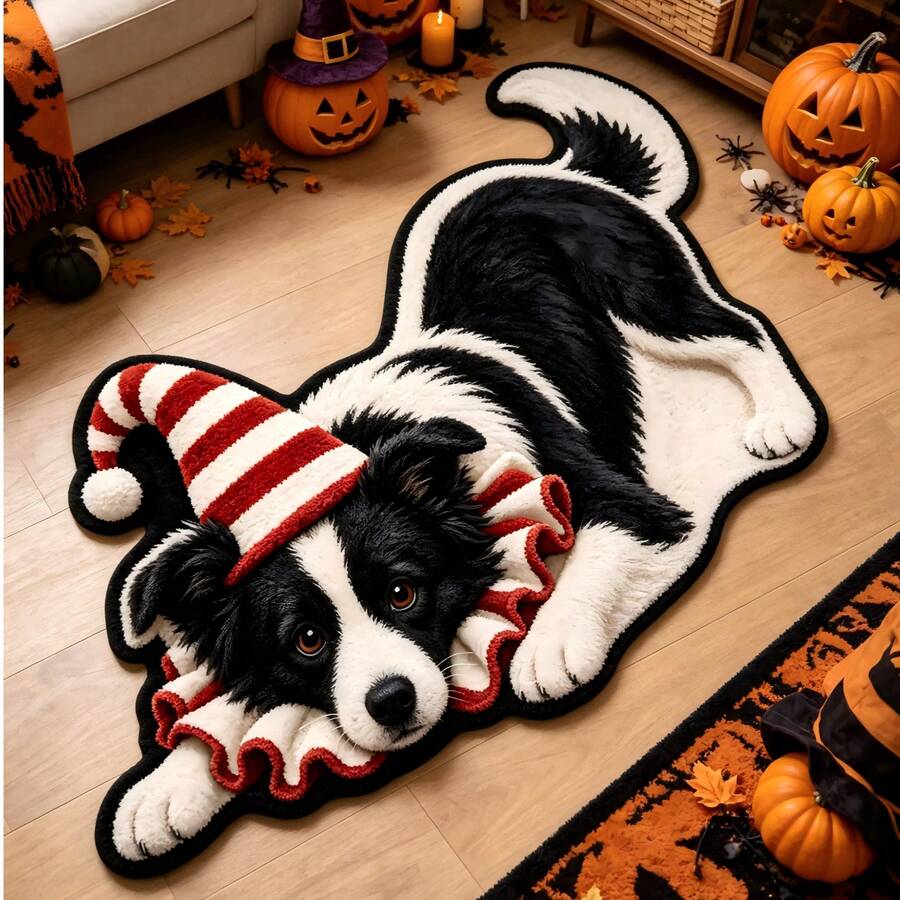 1 pieza Felpudo de Border Collie, Alfombra de Sala de Estar, Alfombra, Alfombra de Área de Sala de Estar, Alfombra de Área Pequeña, Felpudo, Decoración del Hogar, Alfombra de Sala de Estar Grande, Alfombra Redonda, Decoración del Hogar de Sala de Estar, Decoración de Habitación, Alfombra Lavable, Regalo de Graduación - Border Collie - Ver 1
