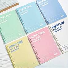 3pcs Set [1 Notebook + 2 Pens] Minimalist A5 Hardcover Spiral Notebook, 122 Pages Loose-Leaf Spiral Notebook, White Hardcover Edi, First Day Of School - Multicolor - View 6