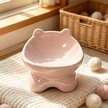 Taça de Cerâmica para Gato com Orelhas de Gato, Taça de Comida para Animais de Estimação com Pé Alto, Proteção do Pescoço e Borda Inclinada, Universal para Gatos e Cães, Taça de Cerâmica para Comida de Gato, Taça para Petiscos, Taça para Água, Fácil de Limpar e Higiénica - 150ml - Ver 6