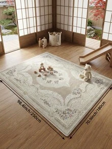 1pc Apricot European Floral Living Room Rug, Suitable For Kitchen, Dining Room, Bedroom, Room Holiday Decor, Indoor/Outdoor, Office, Lobby, Non-Slip Doormat, Bathroom Rug, Hallway, Study Gaming Area Rug - Apricot - View 19