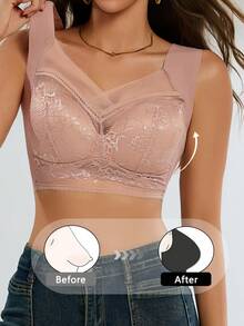 6Pieces Women's Large Bra Gathered Soft Ice Silk Seamless Top Bra Lace No Wire Ring Summer Bra Tops Underwear, Bralettes For Women, Lingerie For Women - 彩色 - 查看 5