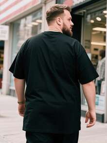 Plus Size Commemorative Gift & Men's Black Casual T-Shirt, Create Your Own Exclusive Printed T-Shirt. Sports Summer - Black - View 2