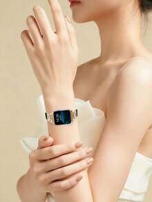 1pc Ultra-Fiber Watch Band For Women And Men, Compatible With 38mm, 40mm, 41mm, 42mm, 44mm, 45mm, 46mm, 49mm – S11/10-42mm Shiny Metal Buckle, Ultra-Thin Comfortable And Sweat-Resistant – Elegant Fashionable Watch Band, Suitable For Business, Dating, Wedding, Party And Daily Wear – Cute Gift, High-Quality Replacement Watch Band Accessory - Black + Gold - View 7