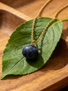 1pc Exquisite Versatile Summer Fruit Style Blueberry Necklace Fashion Personalized Jewelry Gift Suitable For Men And Women Daily Wear Perfect For Party And Holiday Gift Women Casual And Vacation Outfit Multi-Functional Accessory - Multicolor - View 3