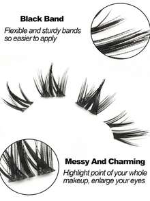 104 Clusters D Curl 3D Cartoon Style Fluffy Cluster Eyelash Extensions, Messy Lightweight Segmented Single Cluster False Lashes, Black Thin Stem Flexible And Durable, Easy DIY Wear, Voluminous And Curly, Home Application, Enhance Anime Eye Makeup Effect - D - View 4