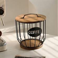 1pc Coffee Capsule Storage Basket, Iron Art Snack Storage Cup, Coffee Shop Organizer Rack, Living Room Kitchen Home Decor - Multicolor - View 2