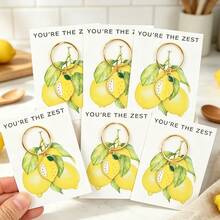 6 piezas Llaveros de Limón con Tarjeta de Felicitación "Eres el Mejor", Perfecto para Amantes del Limón, Regalo de Decoración de Fiesta, Cumpleaños, Regalo de Recompensa de Aprendizaje - Multicolor - Ver 1