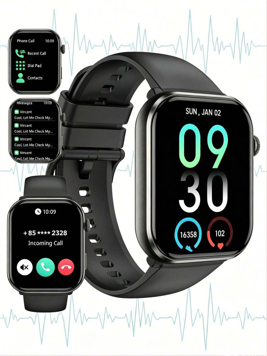 Smartwatch/Sports Watch For Men, 1.96-Inch AMOLED Display, 800mAh Battery, Bluetooth 5.3; Supports Heart Rate, Sleep, Blood Pressure, And Blood Oxygen Monitoring, Message Notifications; Features Over 100 Sports Modes; Unisex Design,Free Gifts