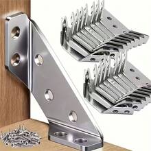 50/100pcs Rust-Proof Galvanized Iron Corner Bracket Set, Three-Sided Fixed Universal Support Bracket, Suitable For Wooden Furniture, Bookshelves, Drawers, Cabinets, Tables And Chairs. - A - View 2