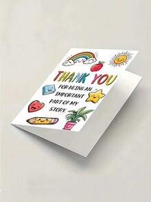 Happy Teacher Appreciation Cards With Envelopes - Vibrant Cartoon Design With Rainbow, Apple And Smiling Face, Daycare Or Preschool End Of Year Gift - A - View 5
