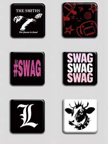 Kawaii Square Badge, Classic Fashion Badge/Brooch/Pin, 2D Flat Design, High-Quality Metal Accessory, Suitable For Decorating Clothing, Hats, Backpacks, Creative Holiday Gift For Friends, Classmates, Colleagues, And Family. - Multicolor - View 9