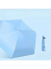 Ultra-Lightweight Portable Capsule Mini 5-Fold Sun Umbrella, UV Protection - Baby Blue - View 25