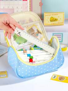 1pc Dopamine Color Pencil Case Pen Bag, Cute Handheld Cherry Stationery Bag, Large Capacity Storage Pouch Multi-Functional Pencil Pouch For Students, Back To School, Travel Bag,Back To School - Multi Colors - View 4