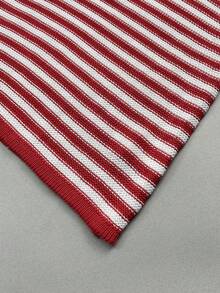 Women's Vacation Style Bohemian Red & White Striped Fitted Mini Dress, Sleeveless Spaghetti Strap Backless Sexy Short Tank Sun Dress Beach Summer - Multicolor - View 10