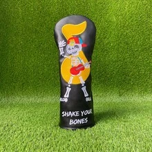 American Punk Guitar Skull Embroidered Golf Club Headcover, Dark Design, Golf Accessory - Black - View 6
