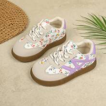1 par de zapatos deportivos casuales nuevos para niñas, de moda simple y versátil, con suela blanda, para exteriores, viajes, fiestas, actividades y deportes casuales - Morado - Ver 1