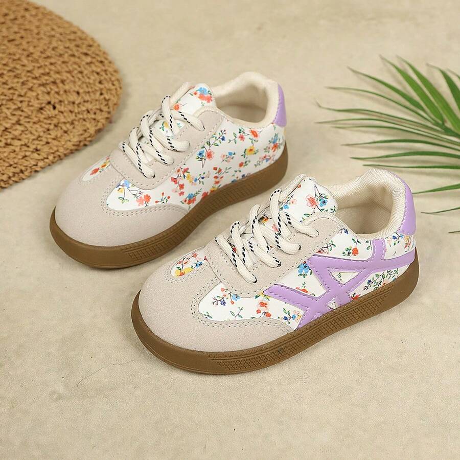 1 par de zapatos deportivos casuales nuevos para niñas, de moda simple y versátil, con suela blanda, para exteriores, viajes, fiestas, actividades y deportes casuales - Morado - Ver 1
