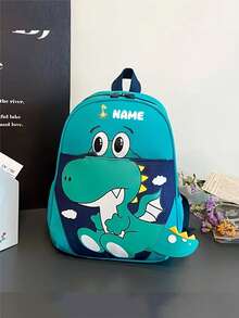1pc Customizable Mini Back To School Dinosaur Heart Print Backpack, Print Your Name Or Holiday Greetings. Create Your Own Unique Backpack. Fashionable, Cute, Versatile, With Multi-Pocket Design, Suitable For Daily, Outings, Travel, Vacation, School Use. Birthday Gift. - Multicolor - View 19