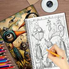 歡迎來到幻想鳥村 | 成人專屬塗色書 20頁精緻線條藝術 共創設計 | 深層療癒 減壓 逃離現實 顏色冥想 創意藝術系列，提升創造力，設計精美 - A4 - 查看 4