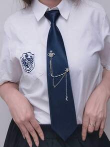 1件裝 女款 2026新款 素色拉鍊領結胸針套組 - 彩色 - 查看 4