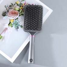 1pc Premium Artificial Diamond Inlaid Long Handle Air Cushion Massage Comb, Scalp Relaxation Massage Comb - Silver - View 10