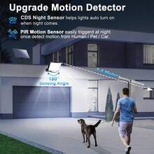 256 LED Solar Wall Light With Motion Sensor, Outdoor Solar Fence Street Light Garden Decor, 3 Working Modes, IP65, Street Light, Front Door, Split Solar Light With 5m Cable - 1PC - 查看 6