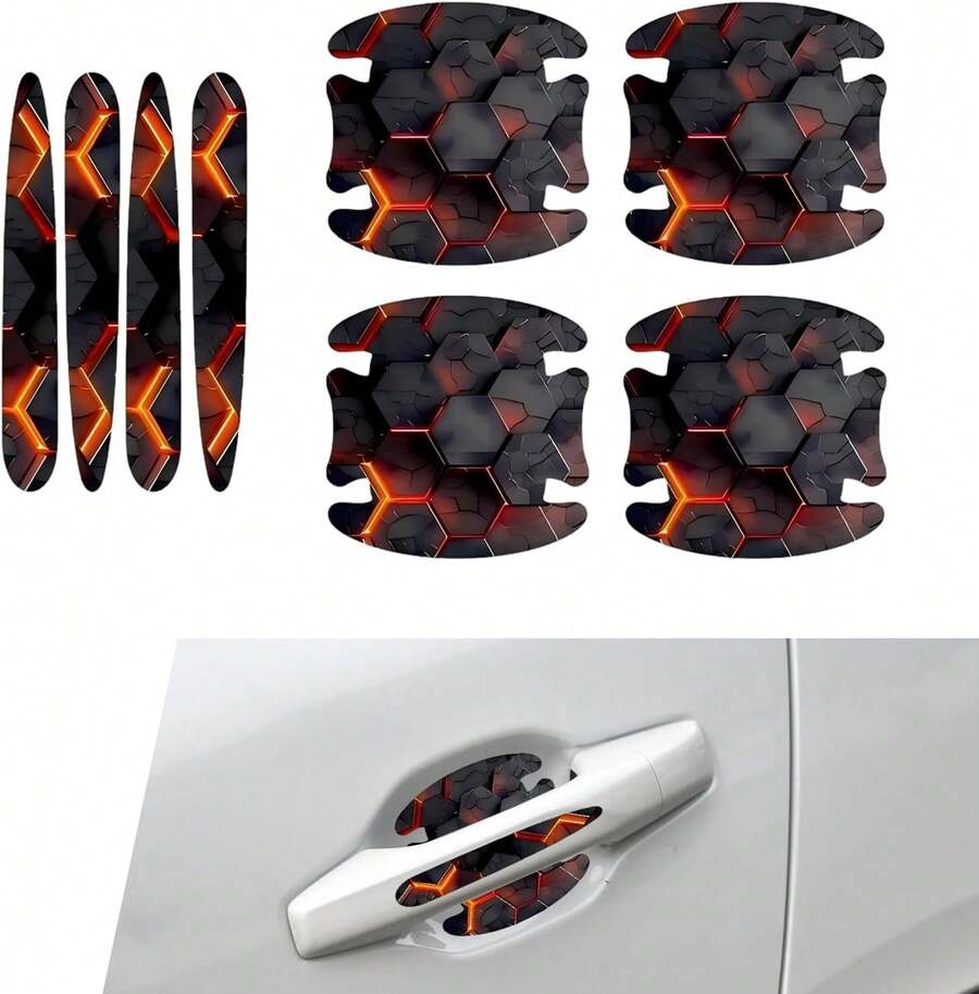 MOXRUQ 8 PCS Car Door Handle Scratch Protectors, Scratch-Proof Door Cup Protectors, Automotive Door Handle Paint Protective Film, Universal For Most Cars (Style 1) - ColorA - View 1
