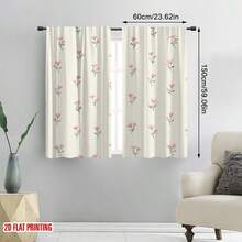 2 Stück cremefarbene rosa Ditsy-Blumen-Vorhänge, Stangendurchzug-Stil, 2D-Flachdruck, 100% Polyestergewebe, lichtdurchlässig, sanfte heilende Blumen- und Pflanzen-Fenstervorhänge für Schlafzimmer-Erkerfenster, nur Vorhänge, Zubehör nicht enthalten - Verschiedenfarbig - Übersicht 10