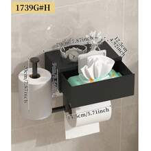 1pc Toilet Paper Holder With Storage Box And Shelf, Upgraded Drawer-Style Bathroom Wet Wipe Holder, Wall-Mounted Toilet Paper Rack, Suitable For Bathroom Paper Towel Storage, Back To School Essential, Gift Choice - Black - View 14