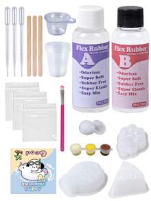 Taba 手作套組 DIY 珠寶手工組，1:1 AB 液態矽膠搭配 3 個模具，可製作獨家超柔軟凝膠手工藝，生日節日禮物派對小禮，適合 DIY 手作愛好者、初學者，適用 14 歲以上 - 1Pc - 查看 2