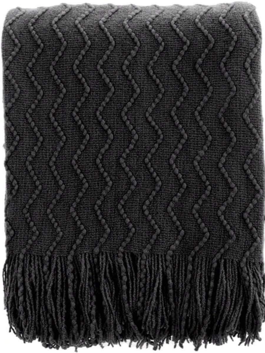 Spring/Summer Lightweight Breathable Air Conditioning Blanket, Knitted Soft All-Season Throw - Black - View 1