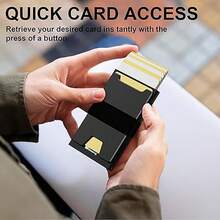 Men's Slim RFID Blocking Smart Pop Up Wallet, Minimalist Credit Card Holder, Novelty Money Clip, With Durable Expandable Backplate, Pocket Purse - Multicolor - View 4