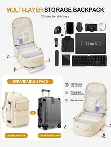Floless Mochila de viaje unisex, cumple con los estándares de artículo personal de equipaje de mano de la aerolínea, se adapta a portátiles de 14/15.6 pulgadas, diseño antirrobo, impermeable, adecuada para uso en dormitorios universitarios, mochila pequeña para computadora, mochila para desplazamientos de negocios, mochila para deportes al aire libre - Multicolor - Ver 2