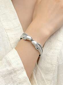 Creative Fashion Personalized Lucky Fish Silver Bracelets Pisces Double Fish Retro Animal Opening Bangles Jewelry - Pisces Bracelet - View 2